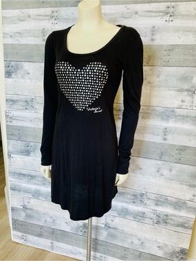 Victoria's Secret Black Long-Sleeve Heart Star Celestial Sleepshirt